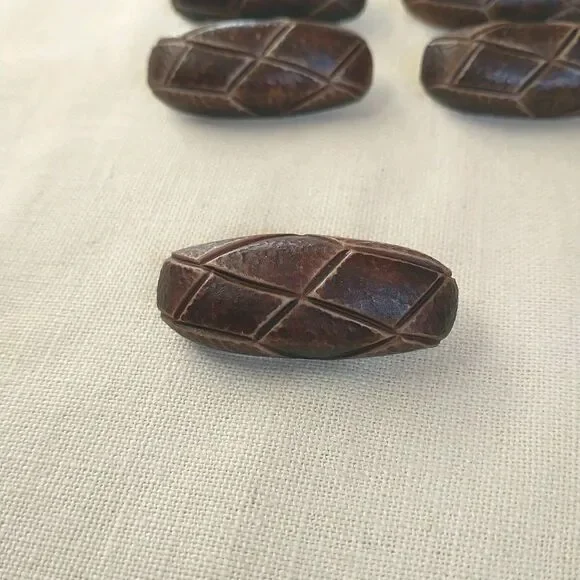 Aran Crafts Replacement Buttons Shanks Brown Oblong Argyle for Cardigan 5x Lot - Picture 3 of 7